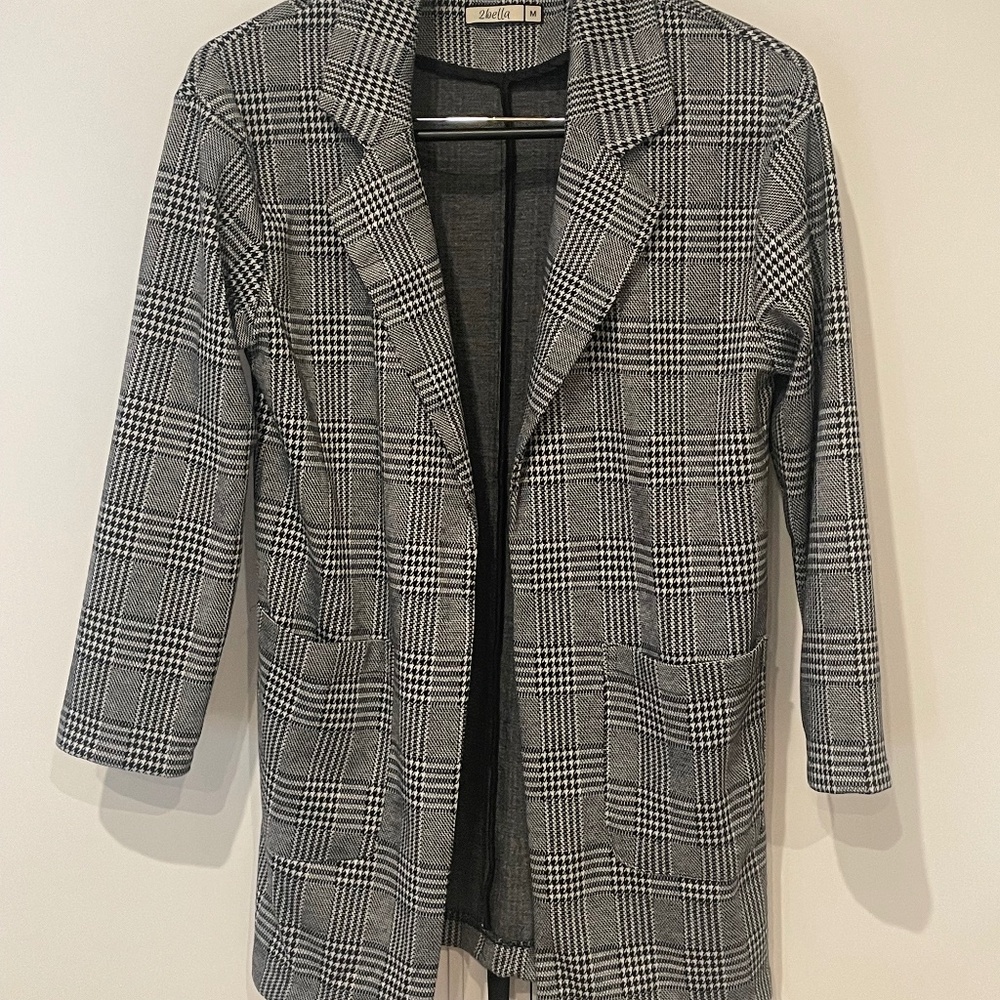 COAT/BLAZER -BLACK PLAID